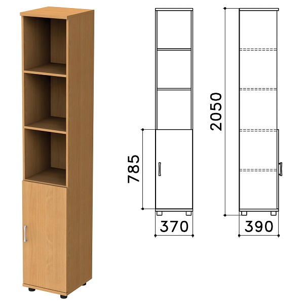 Шкаф полузакрытый узкий Монолит 374*390*2046 мм, бук, КМ7.1