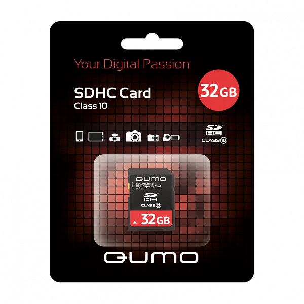 Карта памяти MicroSDHC 32GB Сlass 10 QUMO (адаптер SD)
