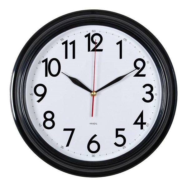 Часы настенные Бюрократ WallC-R86P круглые, черно-белый