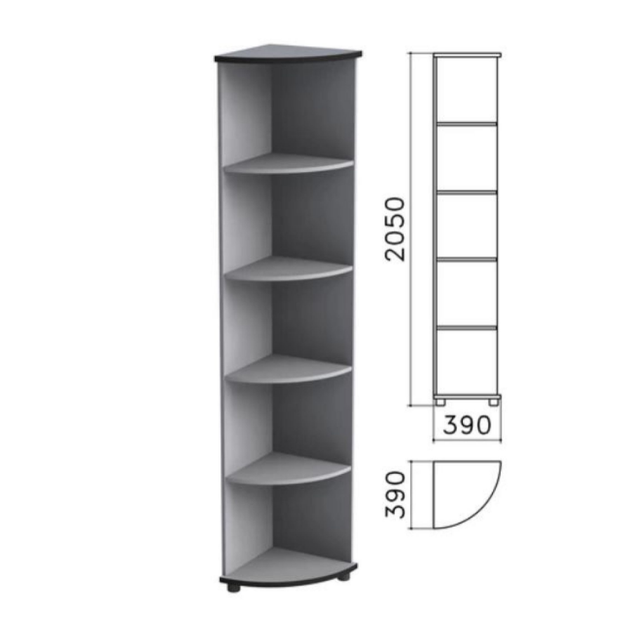 Шкаф стеллаж угловой Монолит 392*390*2046 мм, 4 полки, серый, УМ46.11