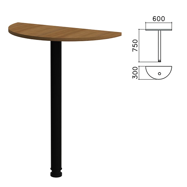 Стол приставной полукруг 300*600*750 мм, орех, Канц К15.9