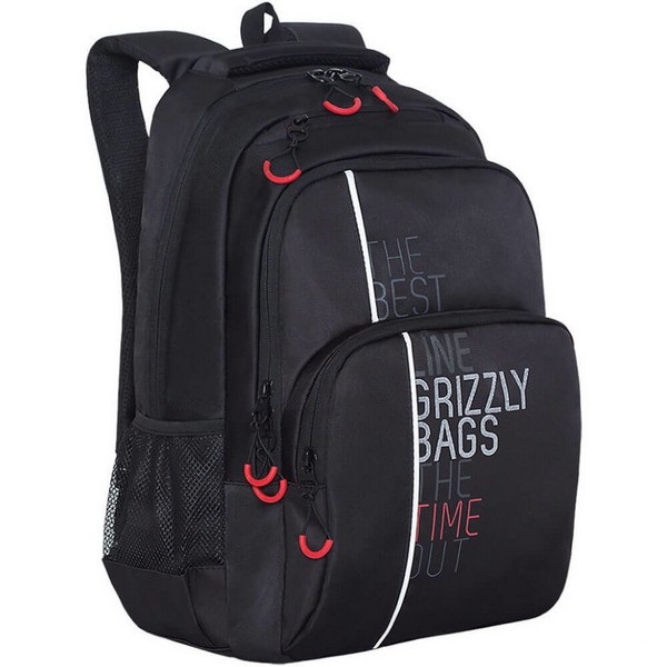Рюкзак школьный GRIZZLY RU-030-3, 32*45*23см, черный-красный
