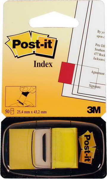 Клейкие закладки "Пост. подпись" Post-it® Index, 25 мм, желт., 50 шт 3 680-31\70071392784