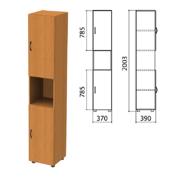 Шкаф полузакрытый узкий Фея 390*390*2002 мм, орех, КФ11.5