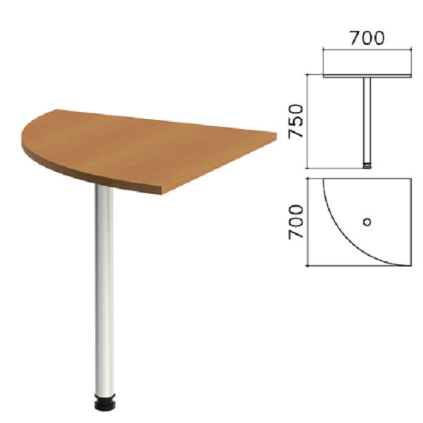 Стол приставной угловой 704*704*756 мм, орех, Монолит КМ30.3