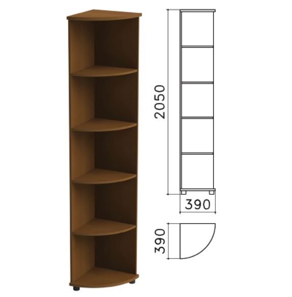 Шкаф стеллаж угловой Монолит 392*390*2046 мм, 4 полки, орех, УМ46.3