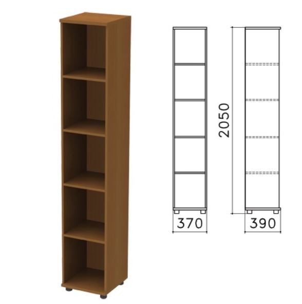 Шкаф стеллаж Монолит 374*390*2046 мм, 4 полки, орех, КМ45.3