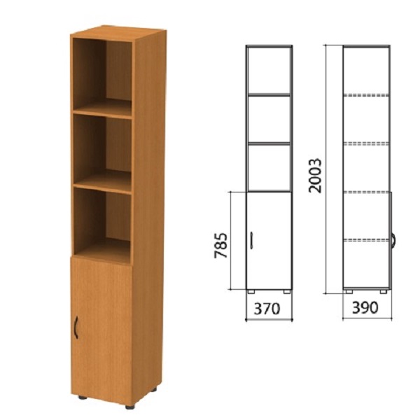 Шкаф полузакрытый узкий Фея 370*390*2002 мм, орех, КФ12.5