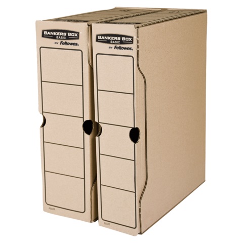 Короб архивный переносной Bankers Box "Basic" 80х260х325, гофрокартон, крафт Fellowes FS-00103