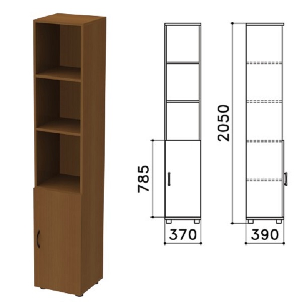 Шкаф полузакрытый узкий Монолит 374*390*2046 мм, орех, КМ7.3