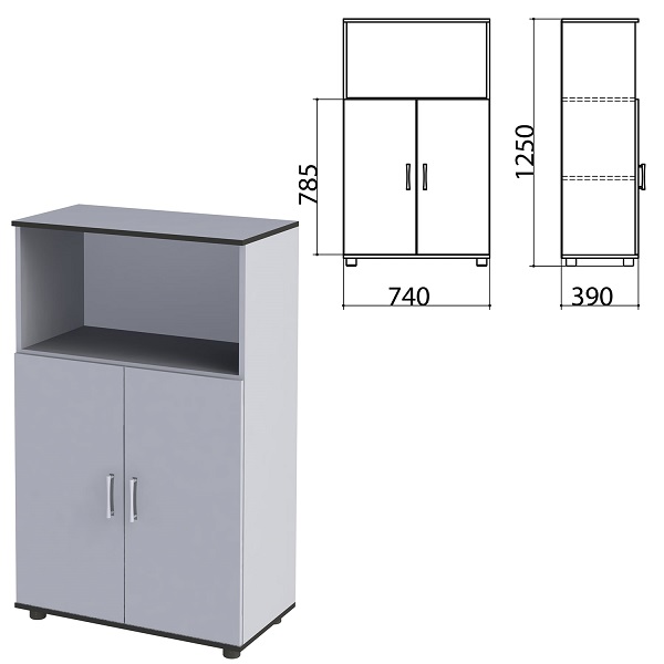 Шкаф полузакрытый низкий Монолит 744*390*1252 мм, серый, КМ12.11
