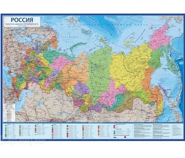 Карта России политико-административная М1:5,5 млн (157*107 см) интерактивная КН068 ламинация