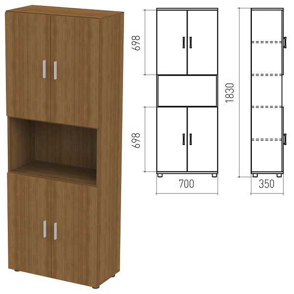 Шкаф полузакрытый Канц 700*350*1830 мм, орех, К4.9