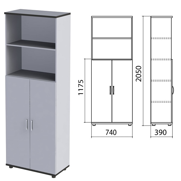 Шкаф полузакрытый Монолит 744*390*2046 мм, серый, КМ4.11