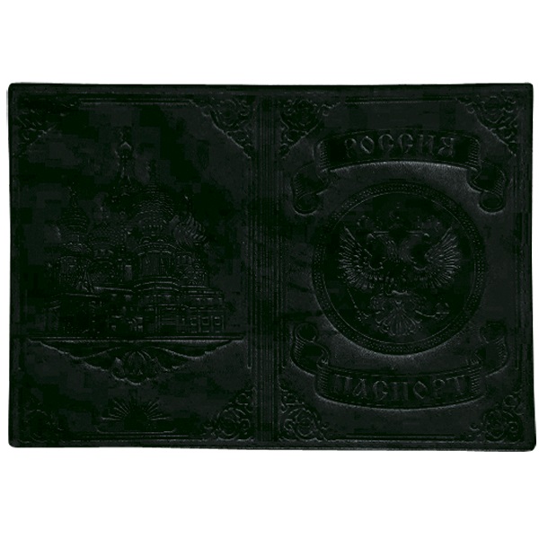 Обложка для паспорта Attomex 1030601 н/кожа, тиснение герб РФ и собор, черная