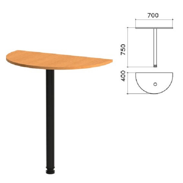 Стол приставной полукруг 702*402*750 мм, орех, Фея КФ9.5