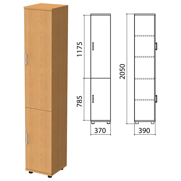 Шкаф закрытый узкий Монолит 374*390*2046 мм, бук, КМ8.1