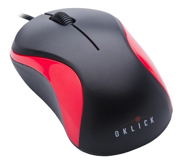 Мышь Oklick 225M черный/красный оптическая USB (1200dpi) (2but)