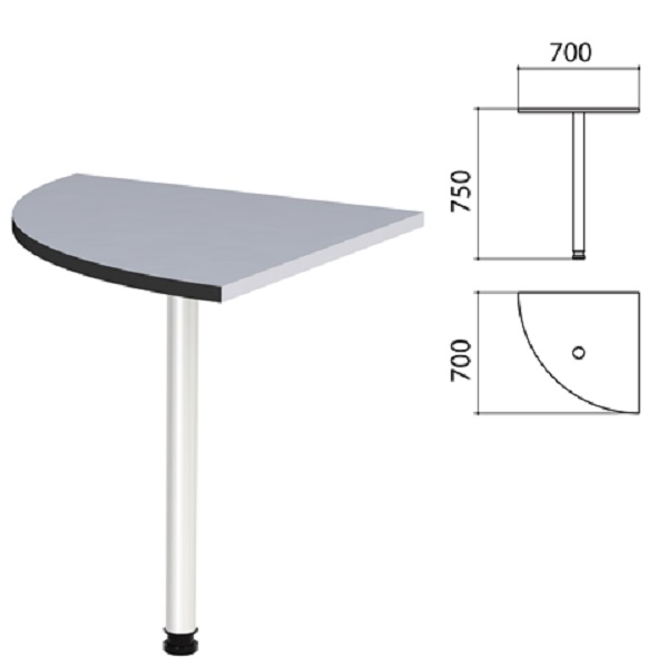Стол приставной угловой 704*704*756 мм, серый, Монолит КМ30.11