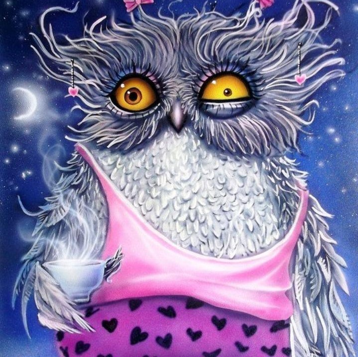Мозаика по номерам алмазная 40*50см Сова невыспавшаяся 87222