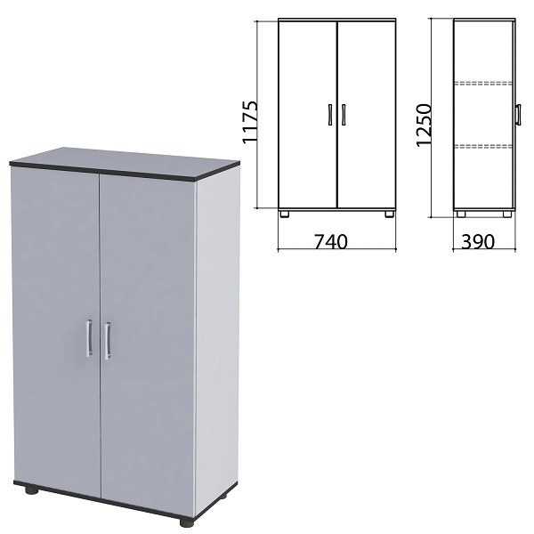 Шкаф закрытый средний Монолит 744*390*1252 мм, серый, КМ13.11