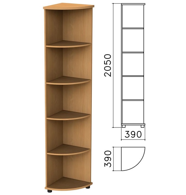 Шкаф стеллаж угловой Монолит 392*390*2046 мм, 4 полки, бук, УМ46.1