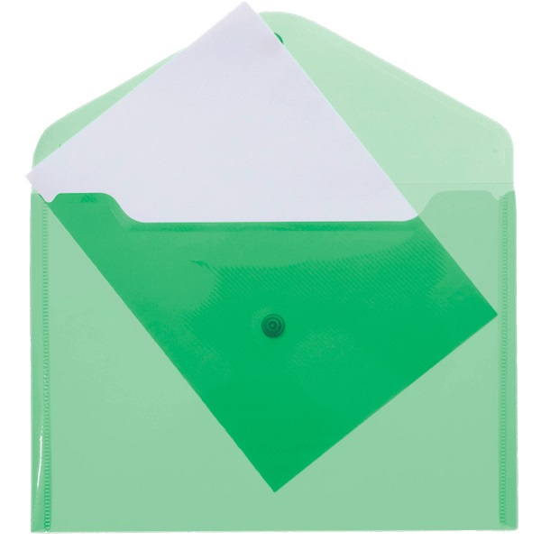 Пaпка-конверт на кнопке А4 (33*24см) 180 мкм deVENTE полупрозрачная зеленая 3071408 ВЫВОД