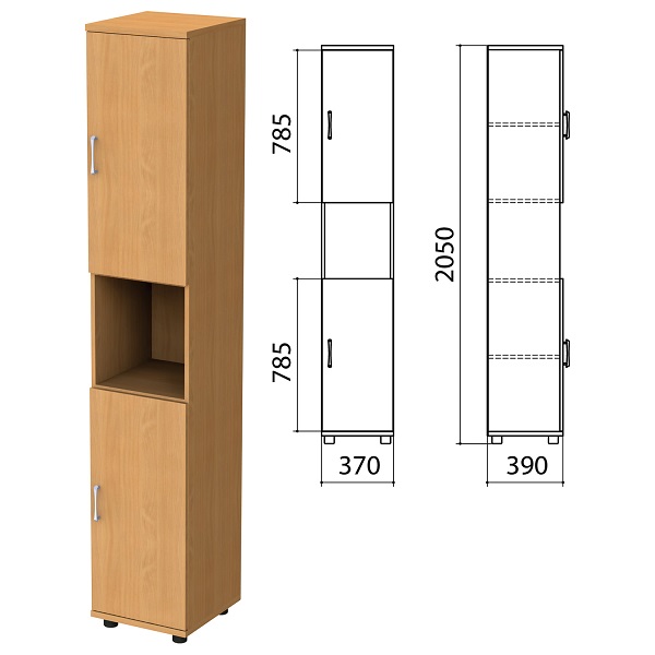 Шкаф полузакрытый узкий Монолит 374*390*2046 мм, бук, КМ10.1