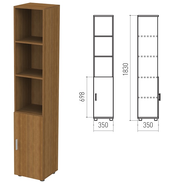 Шкаф полузакрытый узкий Канц 350*350*1830 мм, орех, К5.9