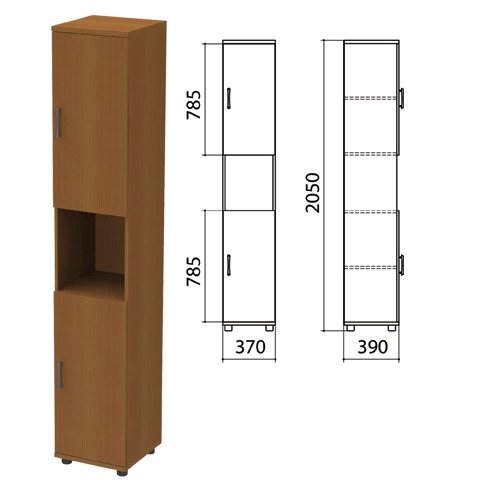 Шкаф полузакрытый узкий Монолит 374*390*2046 мм, орех, КМ10.3