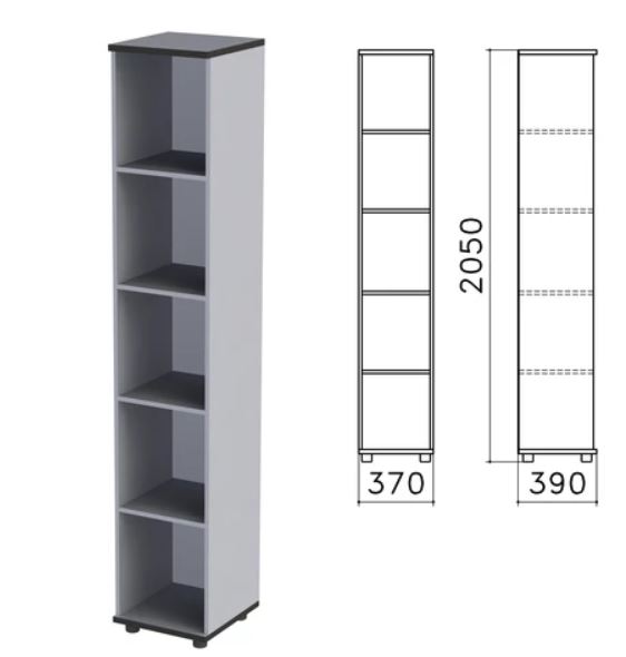 Шкаф стеллаж Монолит 374*390*2046 мм, 4 полки, серый, КМ45.11