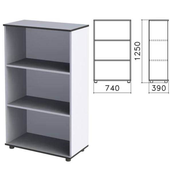 Шкаф стеллаж низкий Монолит 744*390*1252 мм, серый, ШМ51.11