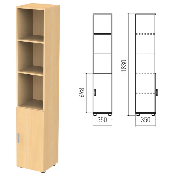 Шкаф полузакрытый узкий Канц 350*350*1830 мм, бук, К5.10