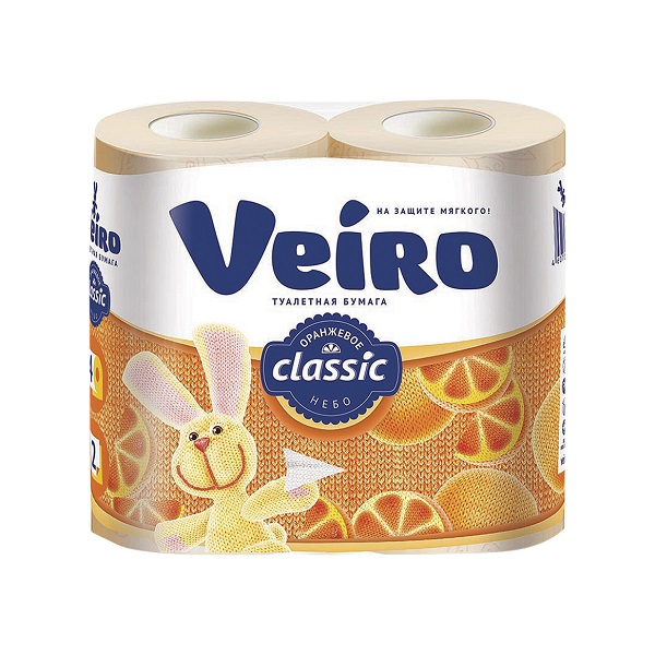 Туалетная бумага 4 рул. 2-х слойная Veiro Classic желтая