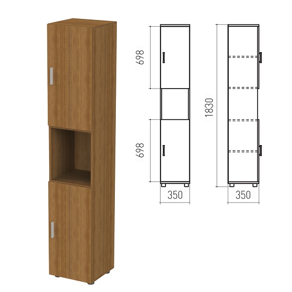 Шкаф полузакрытый узкий Канц 350*350*1830 мм, орех, К8.9