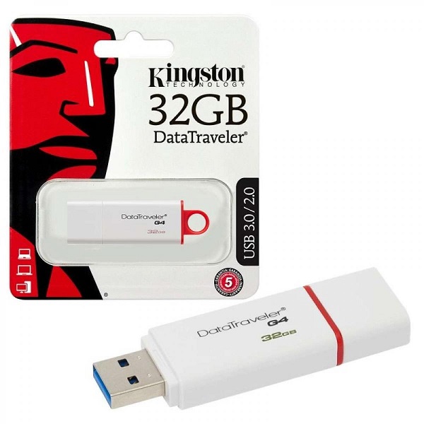 Флэш-драйв 32ГБ Kingston DataTraveler DTIG4 USB 3.0 белый/красный