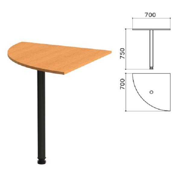 Стол приставной угловой 702*702*750 мм, орех, Фея КФ8.5