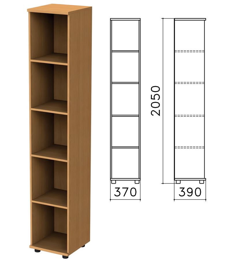 Шкаф стеллаж Монолит 374*390*2046 мм, 4 полки, бук, КМ45.1