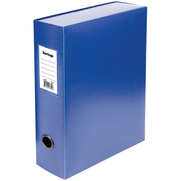 Короб архивный пластик на кнопке 100мм 900мкм Berlingo AB1002, синий
