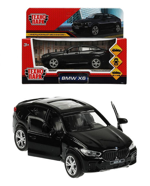 Машинка металлическая BMW X6, 12 см, черный X6-12-BK
