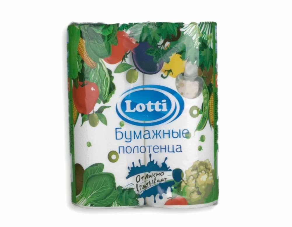 Полотенца бумажные 2 рул. 2-х слойные ЛОТТИ белые