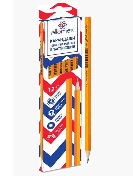 Карандаш гибкий Attomex HB 5032105 пластиковый желт. корп, заточен