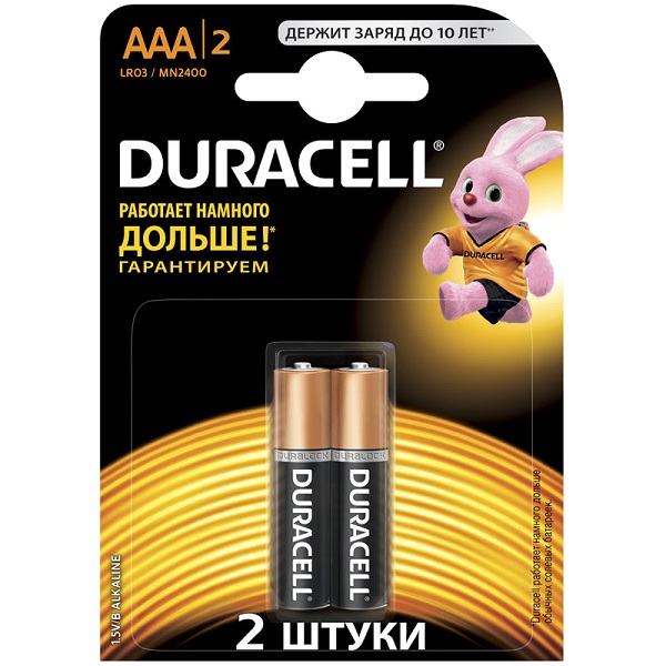 Батарейка Duracell LR03 BL-2 (ААА) BASIC 2шт/уп