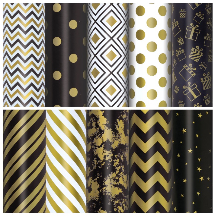 Подарочная бумага 70*100 см Golden pattern, ассорти 591912